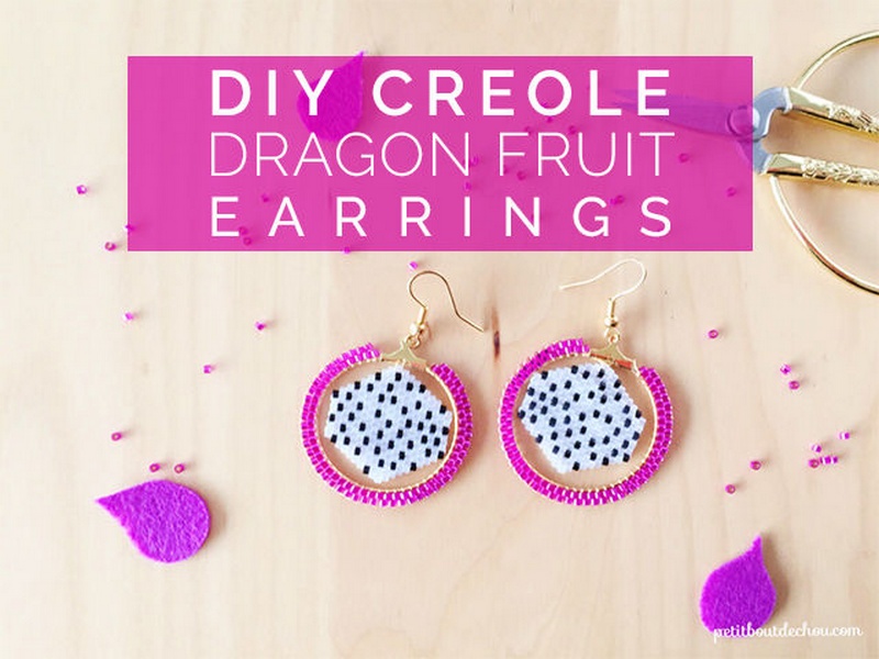 Creole Dragon Fruit Earrings