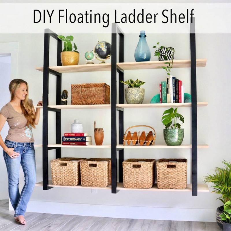 DIY Floating Ladder Shelves