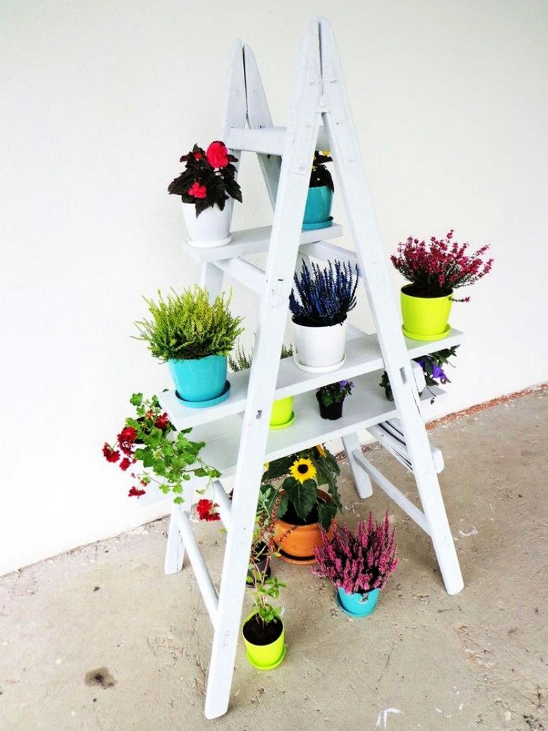 DIY Ladder Shelf Ladder Plant Shelf for Garden