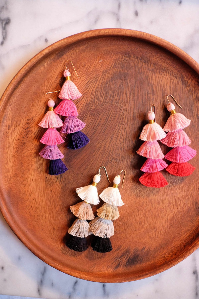 DIY Multicolor Tassel Earrings