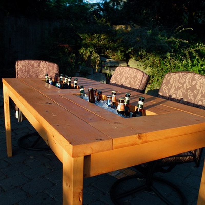 DIY Patio Table with Built in Beer Coolers