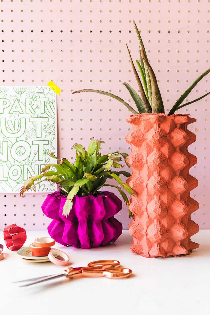 DIY Vases Using Recycled Egg Cartons