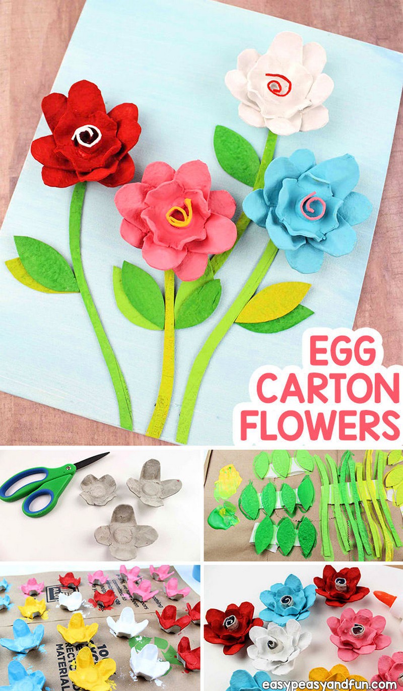 Egg Carton Flowers – Recycled Egg Carton Crafts