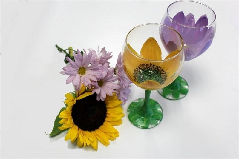 How To Paint Flowers On Wine Glasses