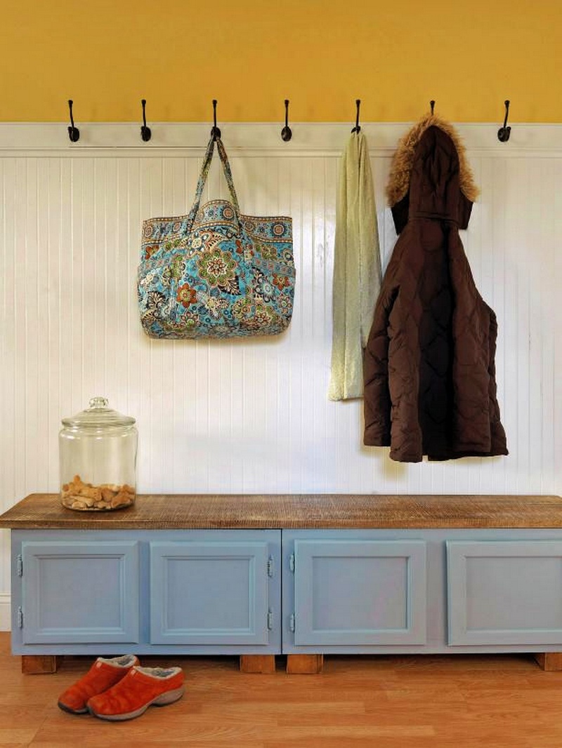 How to Make a Mudroom Bench Using Old Kitchen Cabinets