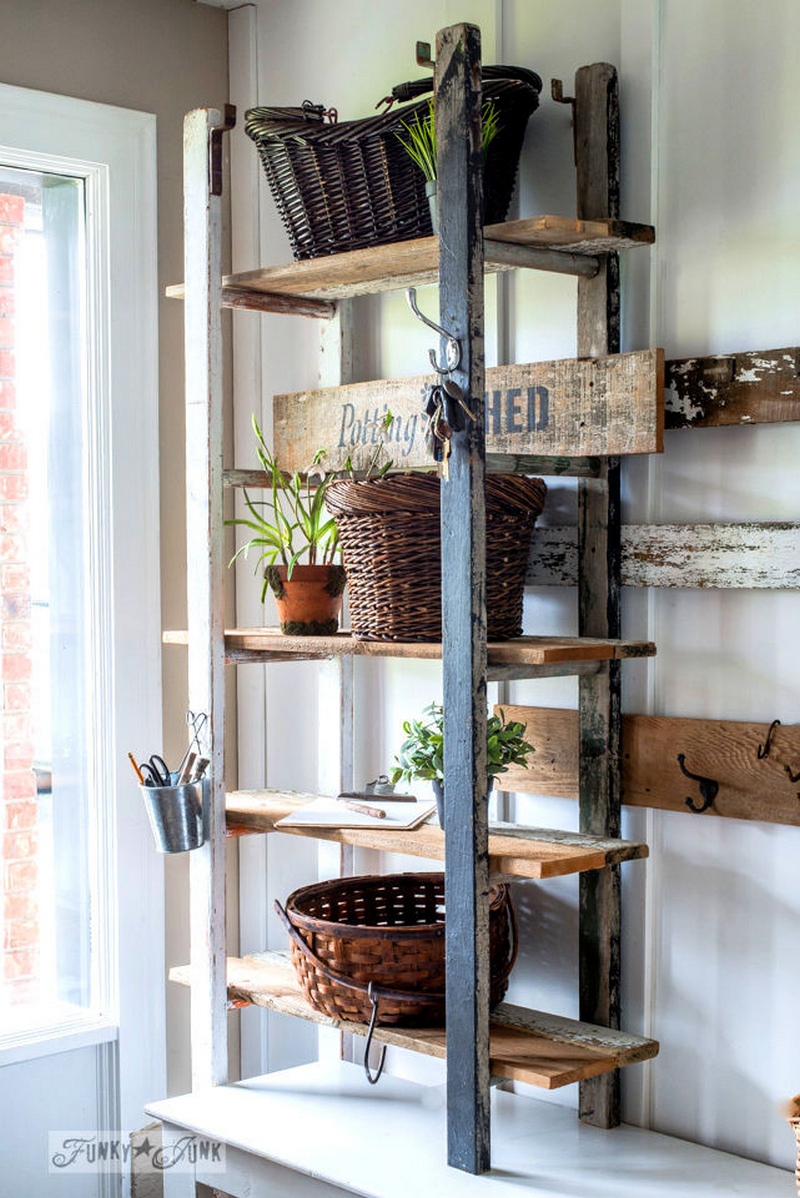 Quirky 2 Ladder Shelving In The Entry