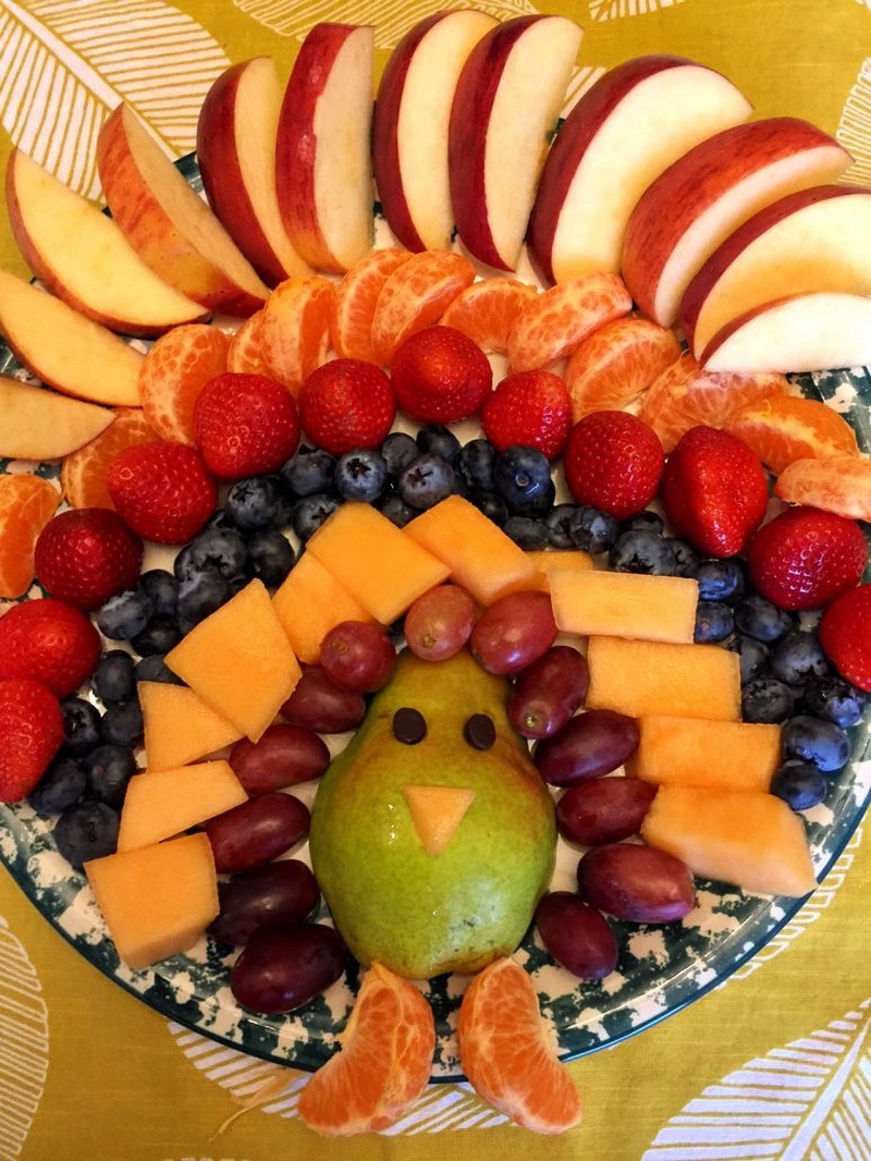Thanksgiving Turkey Shaped Fruit Platter Appetizer Recipe