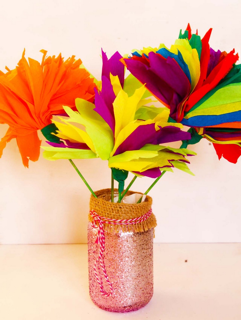 Crepe Paper Flowers Easy Craft For Kids