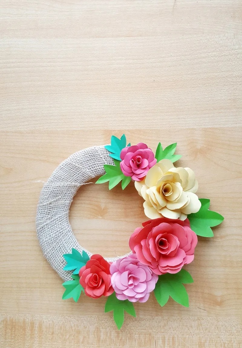 DIY Paper Roses Spring Wreath