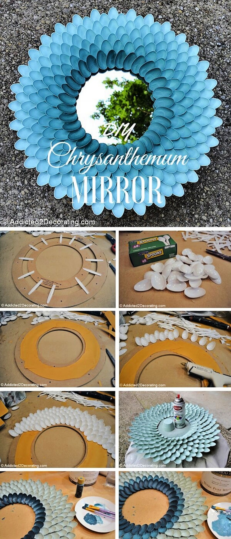 DIY Plastic Spoon Chrysanthemum Mirror