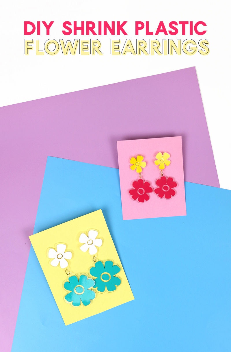 DIY Shrink Plastic Flower Earrings With Free Cut Files