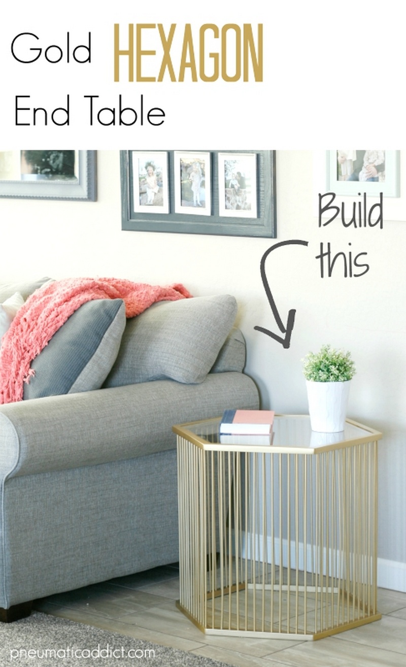 Gold Hexagon End Table