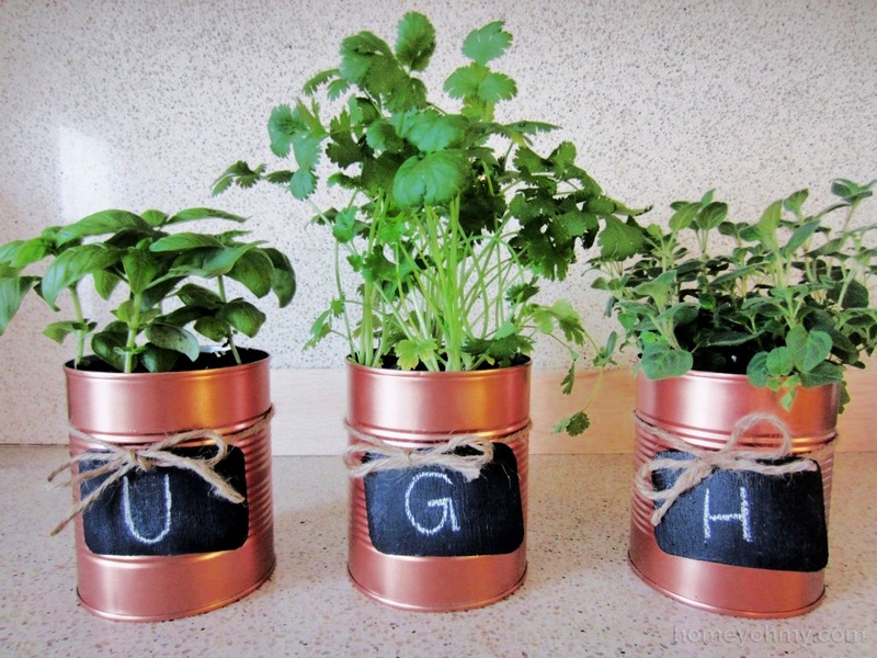Golden Spray Painted Herb Garden