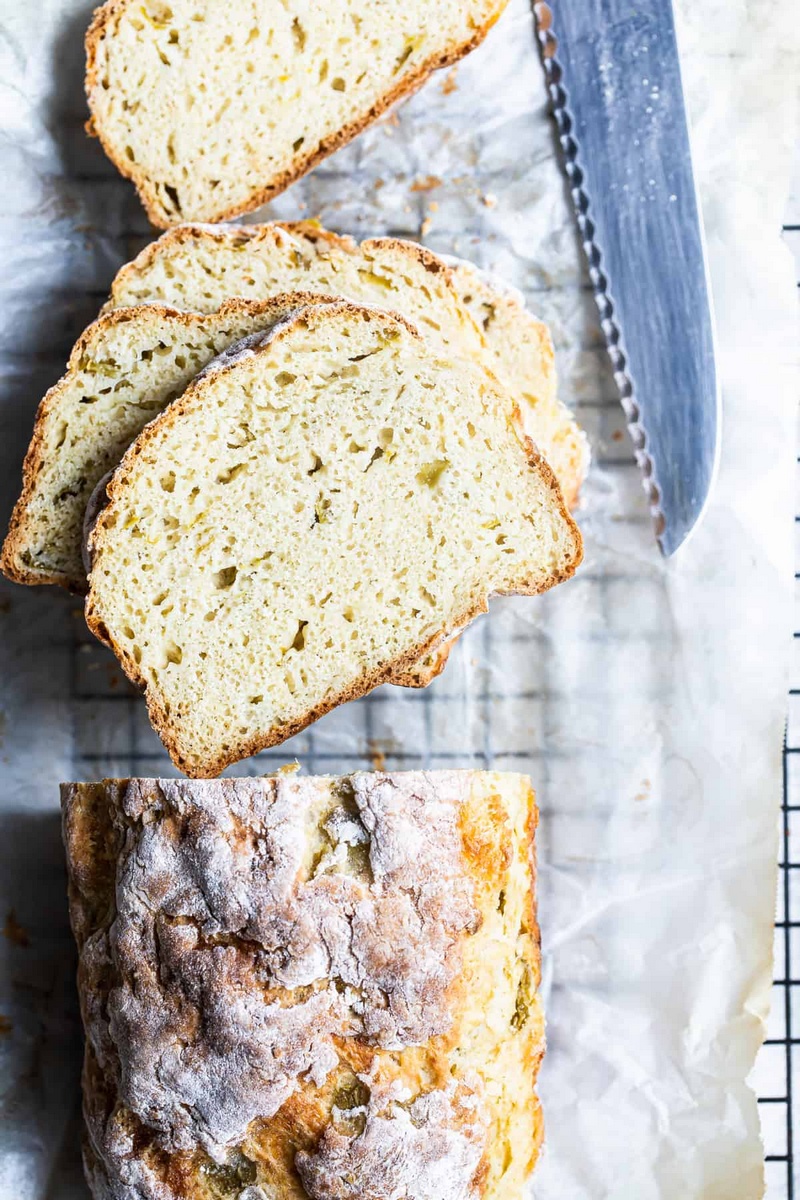 Hatch Chili Cheese Yeast Free Bread