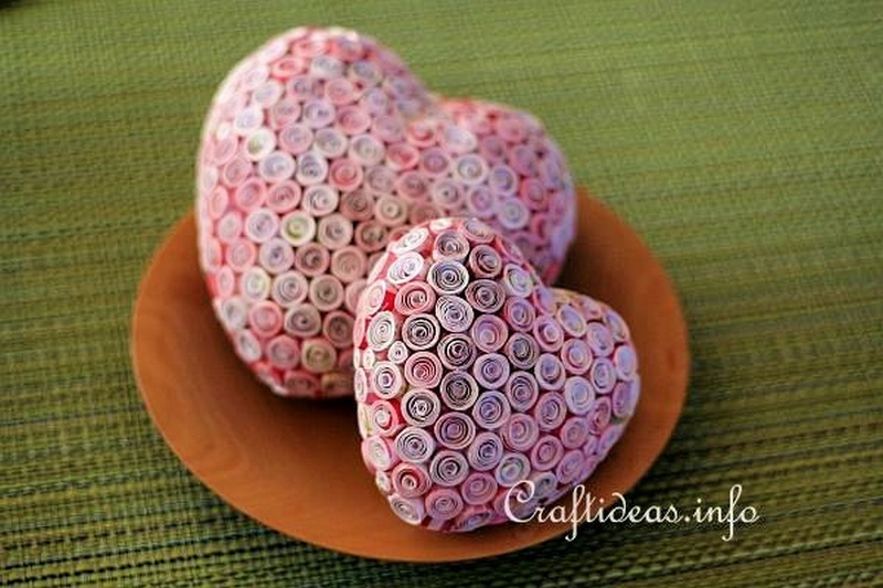 Quilled Paper on Styrofoam Hearts