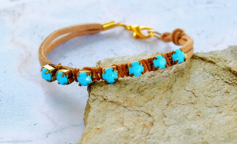 Turquoise Rhinestone Wrapped Bracelet