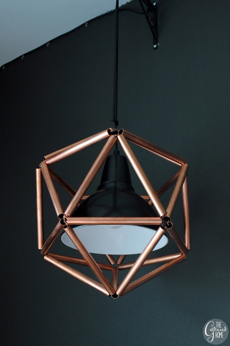 DIY Geometric Copper Pipe Pendant Light