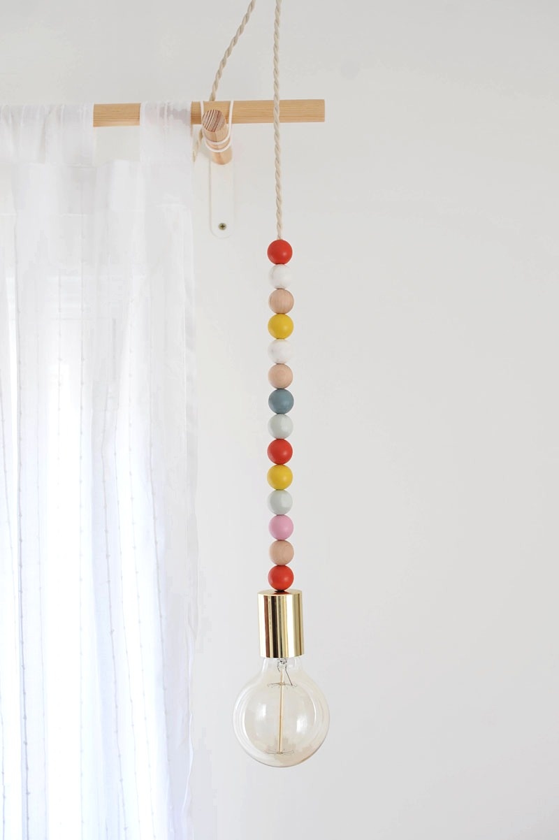 DIY Wooden Bead Pendant Light