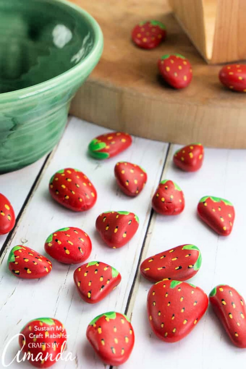 Strawberry Painted Rocks