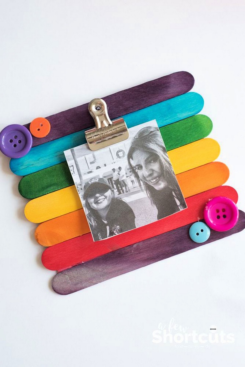 DIY Popsicle Stick Picture Frame Kids Craft