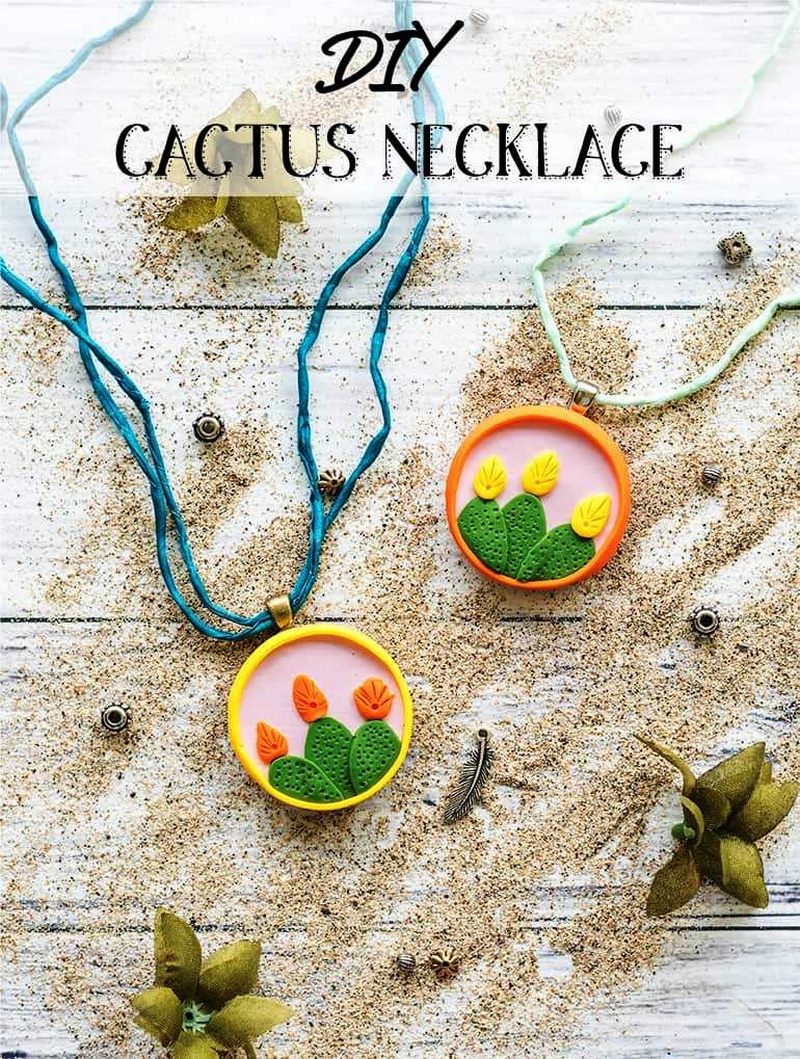 Cactus Necklace Tutorial – DIY Polymer Clay Cactus Necklace