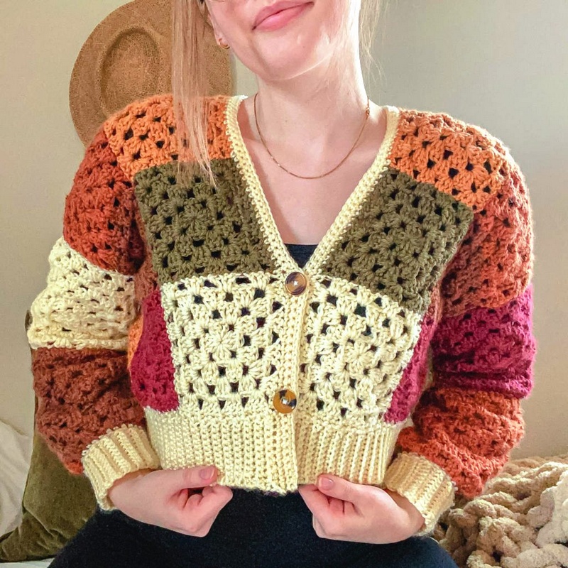 Crochet Cozy Granny Square Cardigan – Free Pattern
