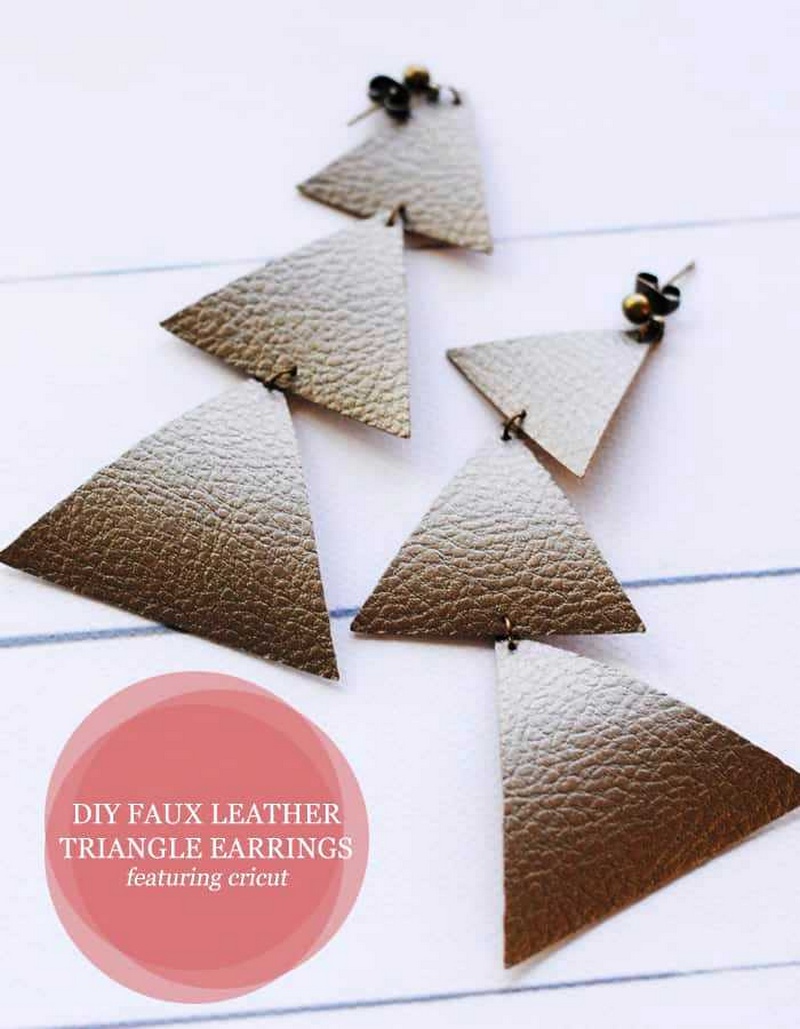 DIY Faux Leather Triangle Earrings Featuring Cricut