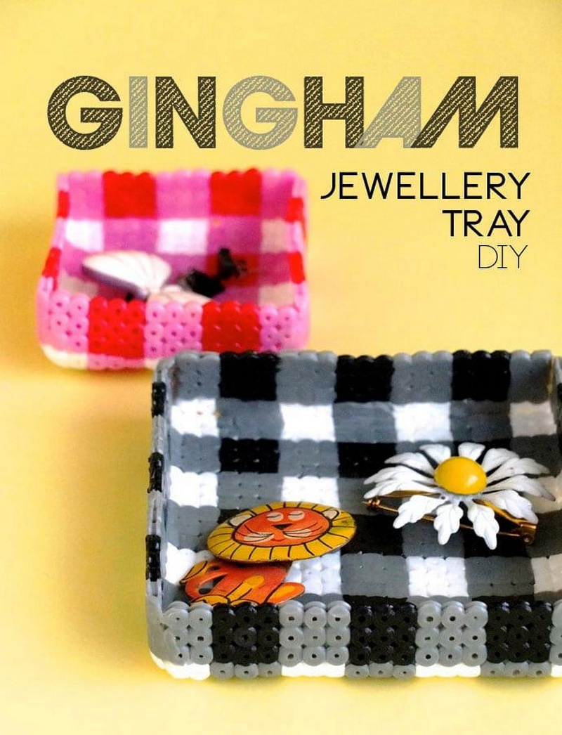 DIY Gingham Jewellery Tray From Fuse Beads