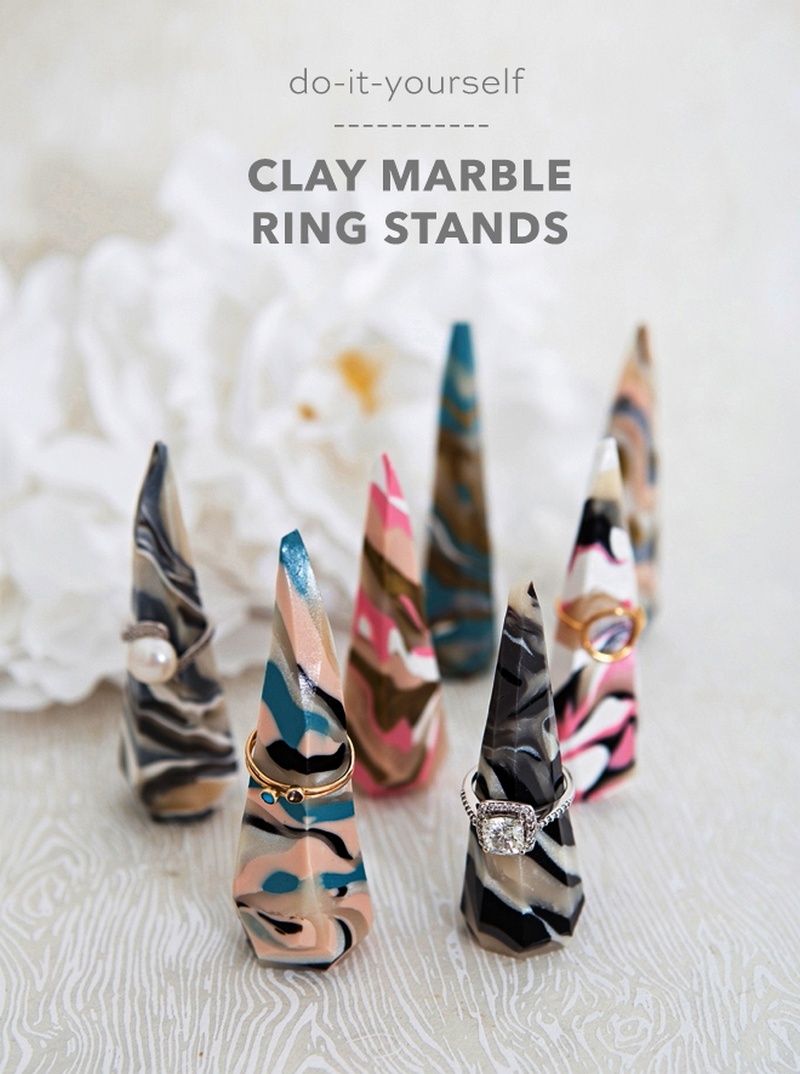 DIY Marble Clay Ring Stands