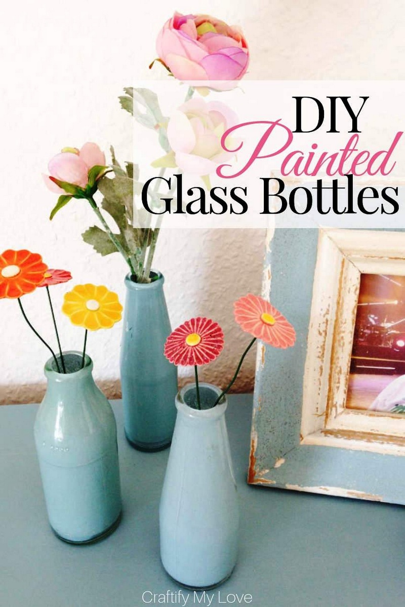 DIY Upcycled Painted Glass Bottles