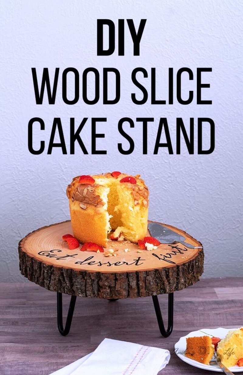 DIY Wood Slice Cake Stand