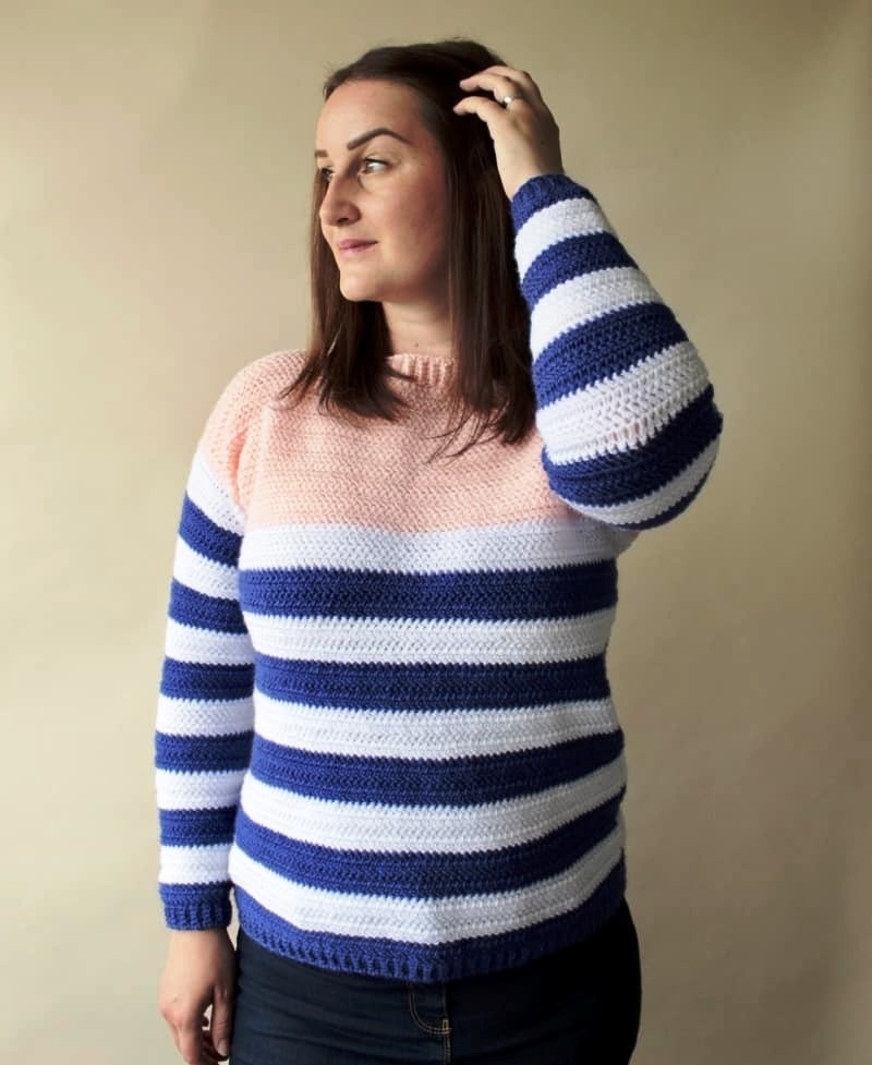 Free Crochet Sweater Pattern with Nautical Themes of Summer