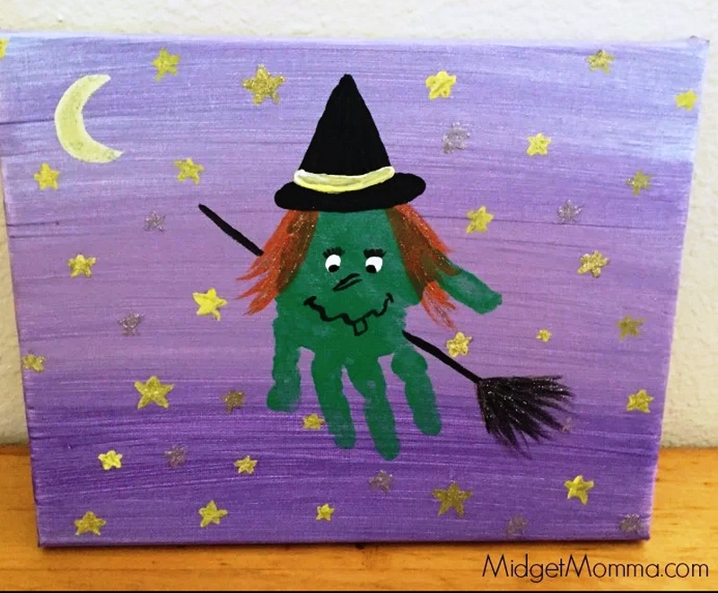 Halloween Witch Kids Hand Print Art