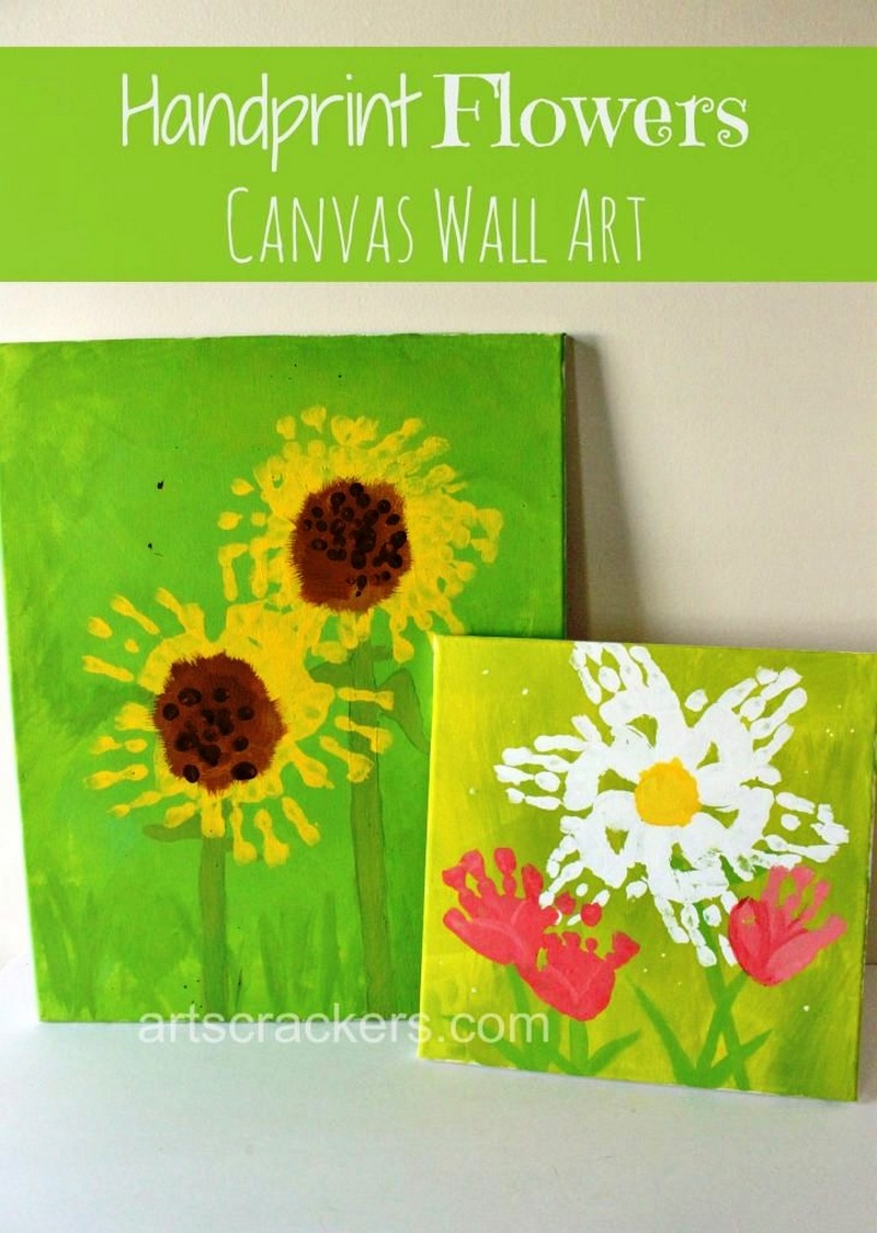 Handprint Flowers Canvas Wall Art Step by Step Tutorial