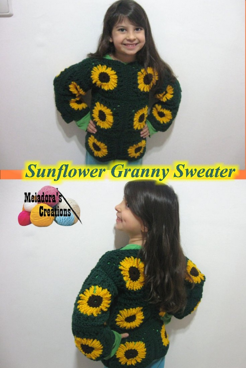 Sunflower Granny Square Pullover Sweater – Free Crochet Pattern