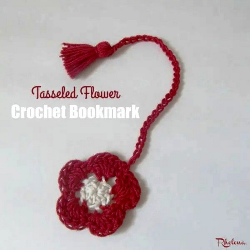 Tasseled Flower Crochet Bookmark