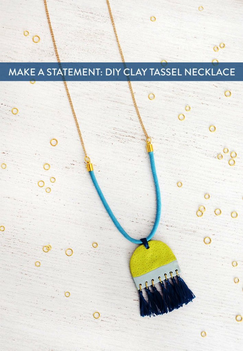 DIY Clay Pendant Tassel Necklace
