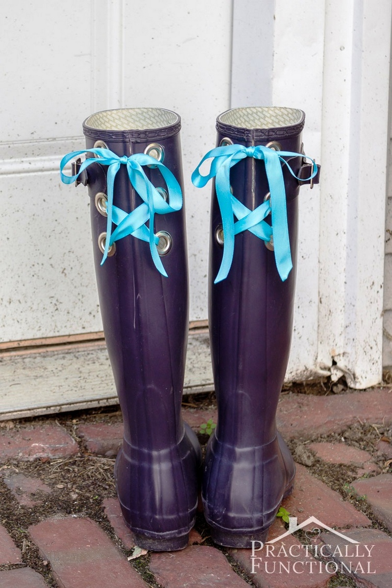 DIY Lace Up Rain Boots