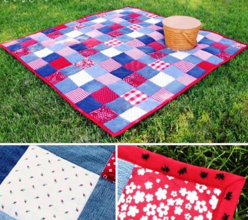DIY Picnic Quilt from Old Jean