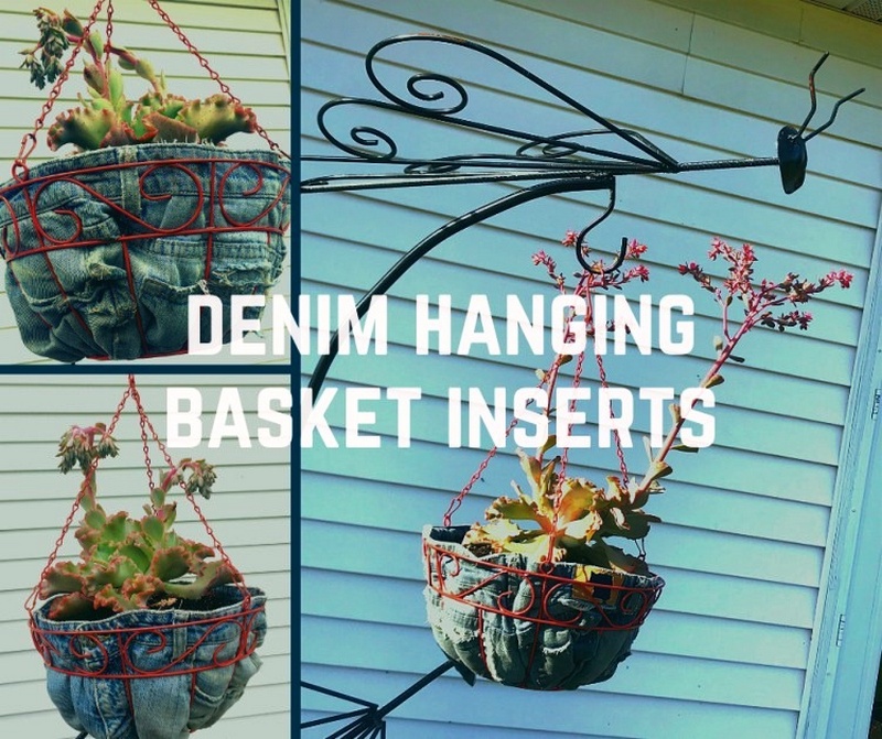 DIY Recycled Jean Hanging Basket Liner