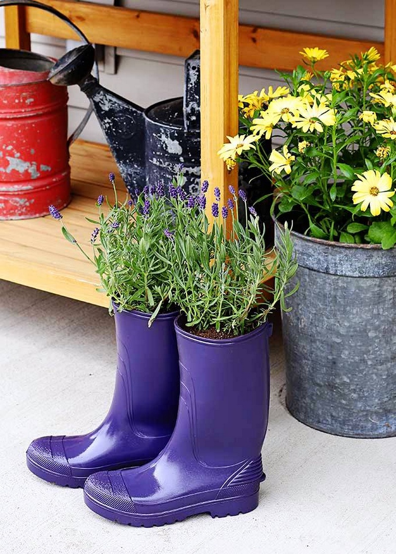 DIY Spring Porch Decorating Ideas Rubber Boot Planters