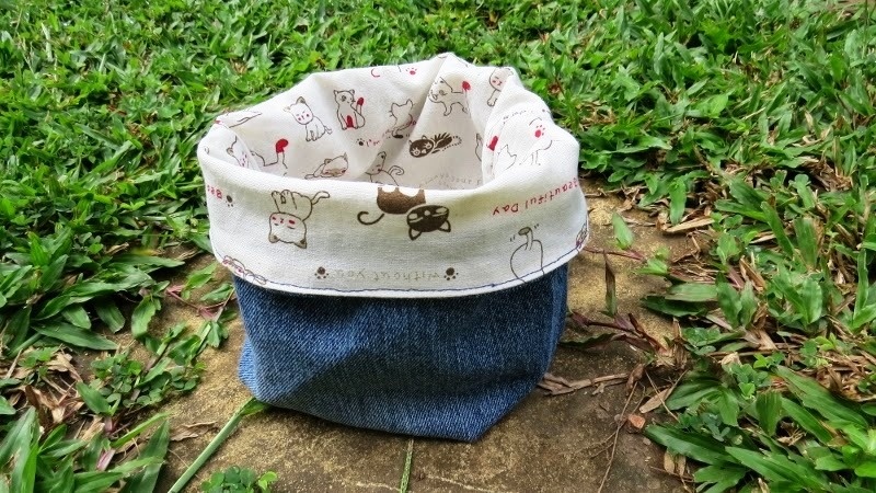 Fabric Basket From Jeans Leg