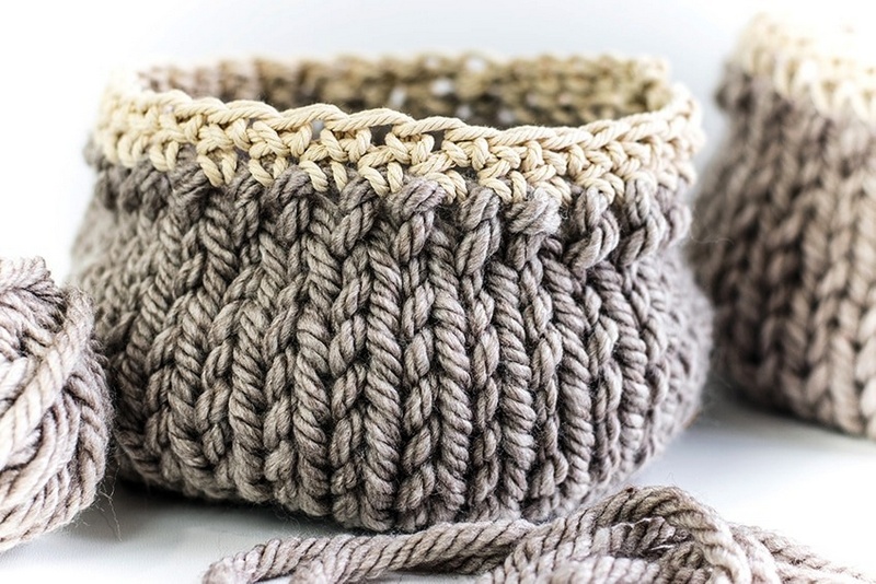 Free DIY Basket Pattern you can Knit up in a Flash