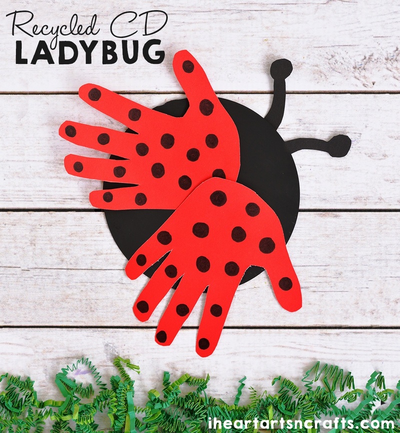 Recycled CD Ladybug Craft For Kids