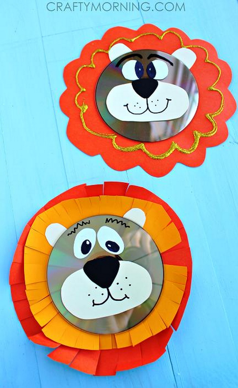 Recycled CD Lion Craft for Kids