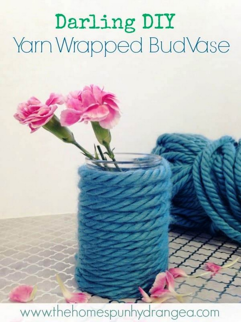 Upcycled Yarn Wrapped Mason Jar DIY On A Dime
