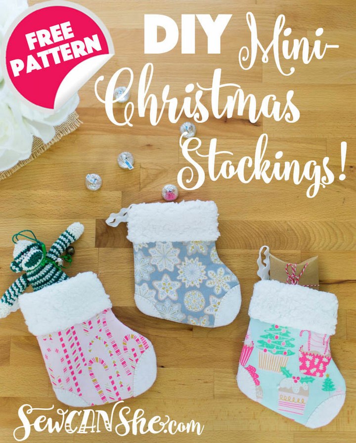 Adorable Mini Christmas Stocking free Sewing Pattern