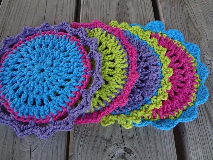 Colorful Crochet Caosters