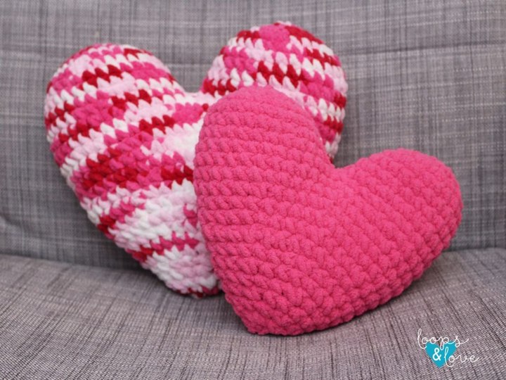 Crochet Heart Pillow Loops Love Crochet