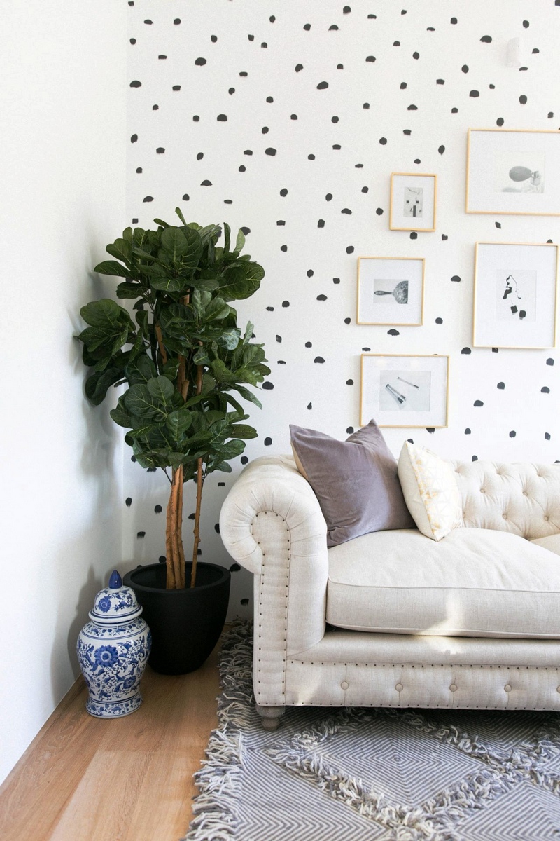DIY Brush Stroke Inspired Polka Dot Wall